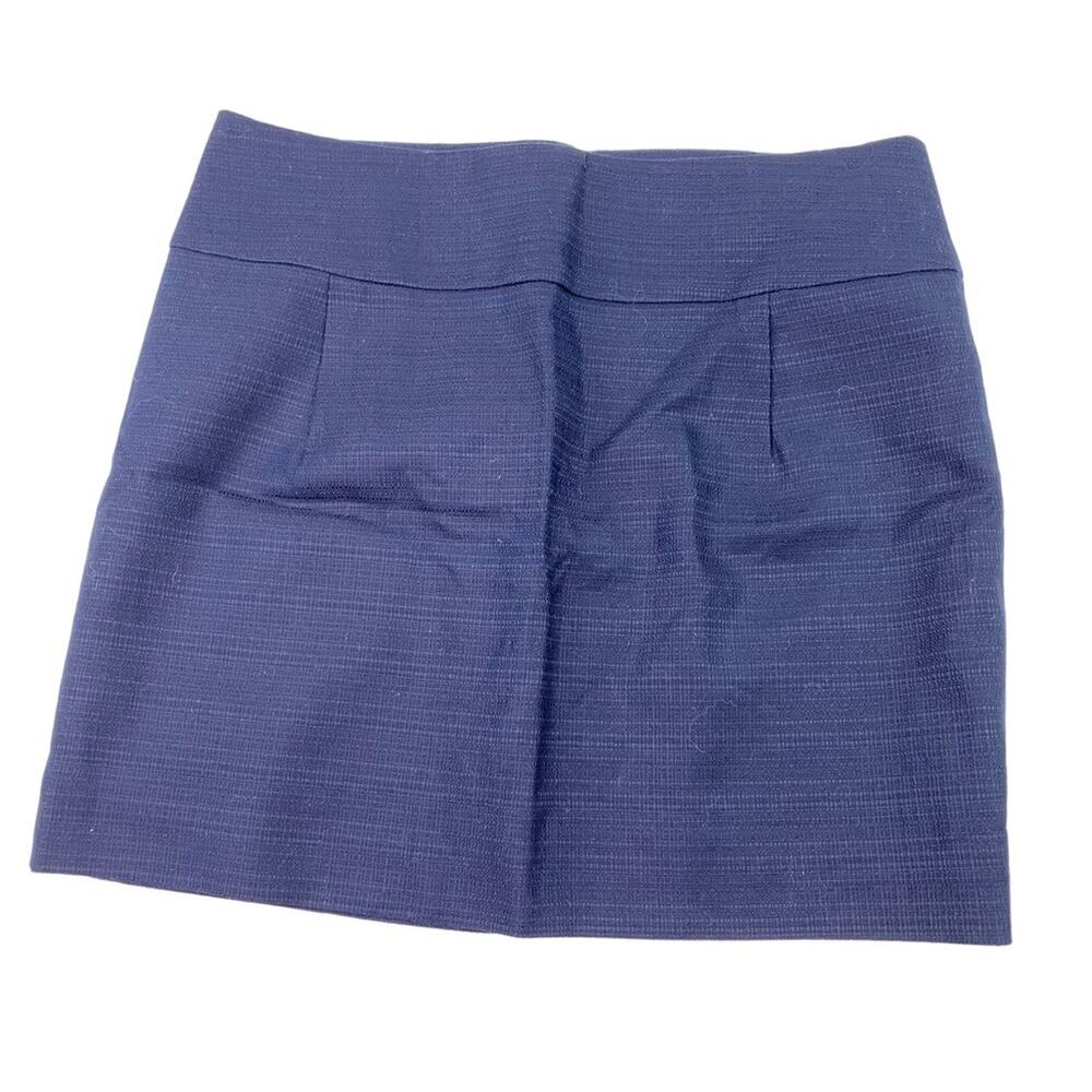 J. Crew Factory Preppy‎ Textured Cotton Mini Skirt Navy Blue Size 6
